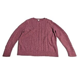 LL Bean Cable Knit Sweater Pink chunky Women's XL Petite fisherman grannycore